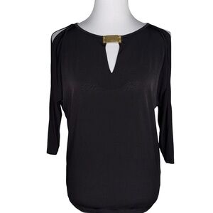 Michael Kors Black Blouse with Gold Detail